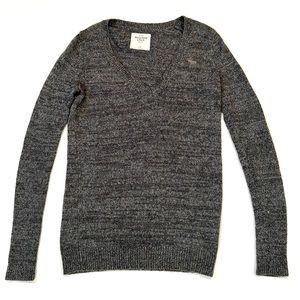 Abercrombie & Fitch Heather Grey V Neck Pullover Sweater Womens XS EUC
